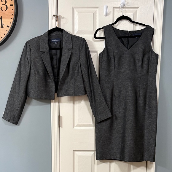 Evan Picone Dresses & Skirts - Evan Picone Gray Dress Jacket Elegant Wear Office Wear Wedding Special Occasion